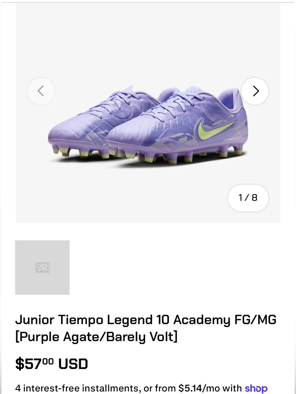 Nike Jr. Tiempo legend 10 Academy soccer cleats 4.5 kids - new w/o box